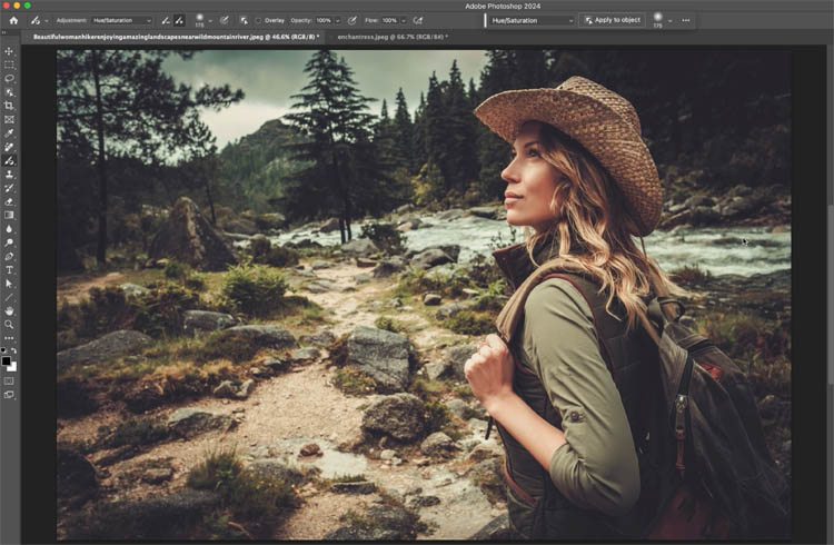 starting image of beautiful woman hiking