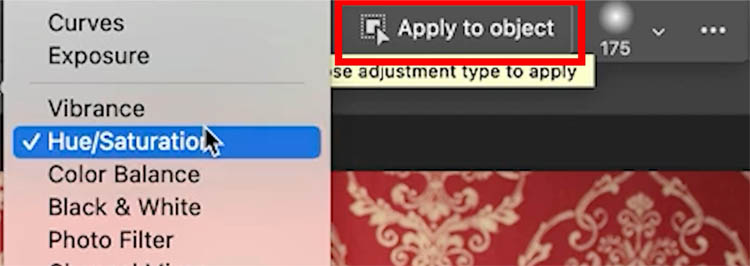 Use Apply to Object tool in the task bar in Photoshop