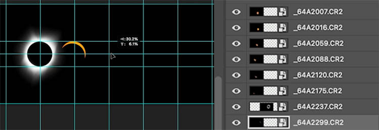 make eclipse sequence in Photoshop