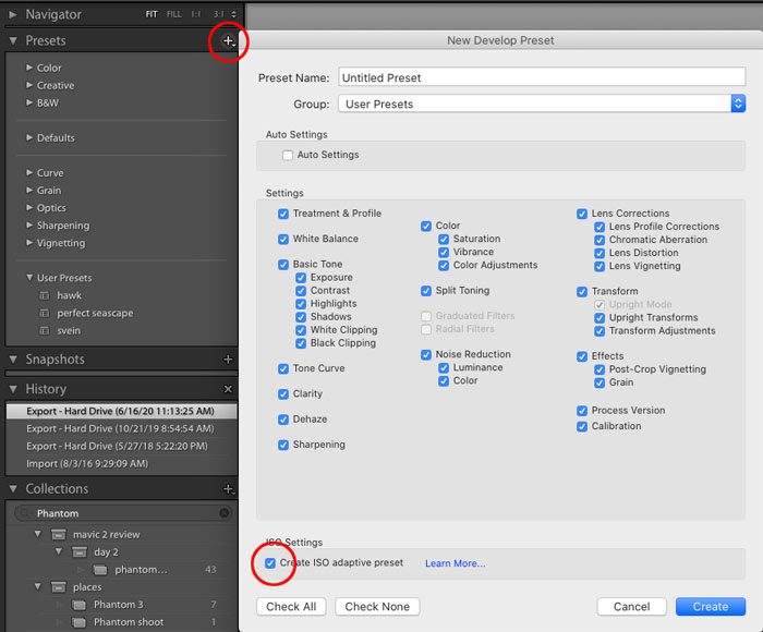 ISO adaptive preset