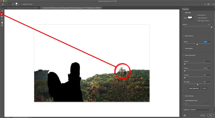 use refine brush in photoshop CC