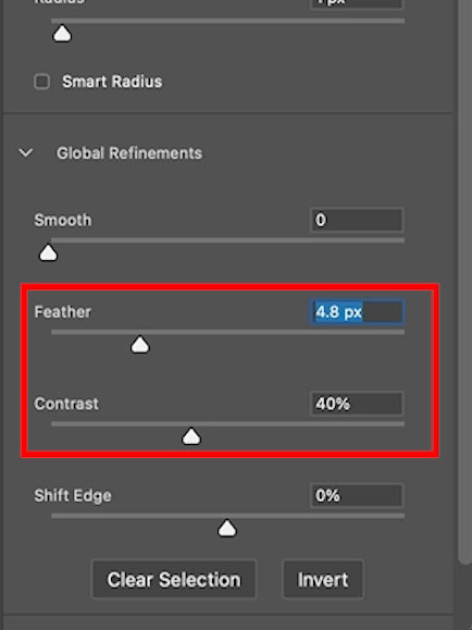 select and mask soften edges